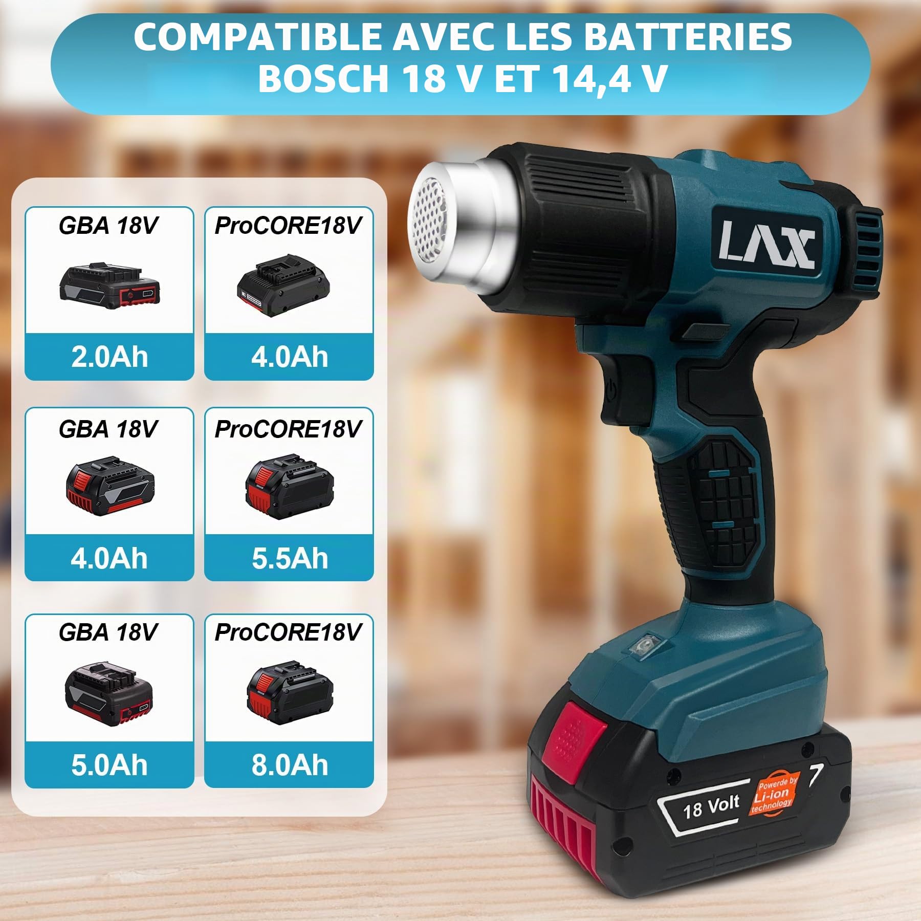 Bosch Professional 18V System Souffleur à air chaud 1022℉ avec affichage numérique LCD