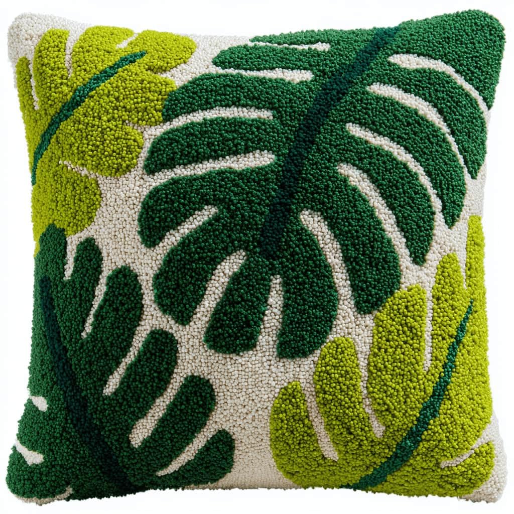 Kitquiver Latch Hook Rug Kits for Adults Leaf DIY Latch Hook Cushion Cross-Stitch Embroidery Cushion Cover for Home Sofa Decoration 17X17 in.