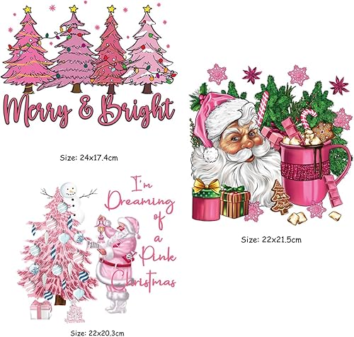 Miniatura 7 de 3 parches termoadhesivos de transferencia para árbol de Navidad, adhesivos de vinilo termotransferible para planchar, calcomanías de invierno, Papá