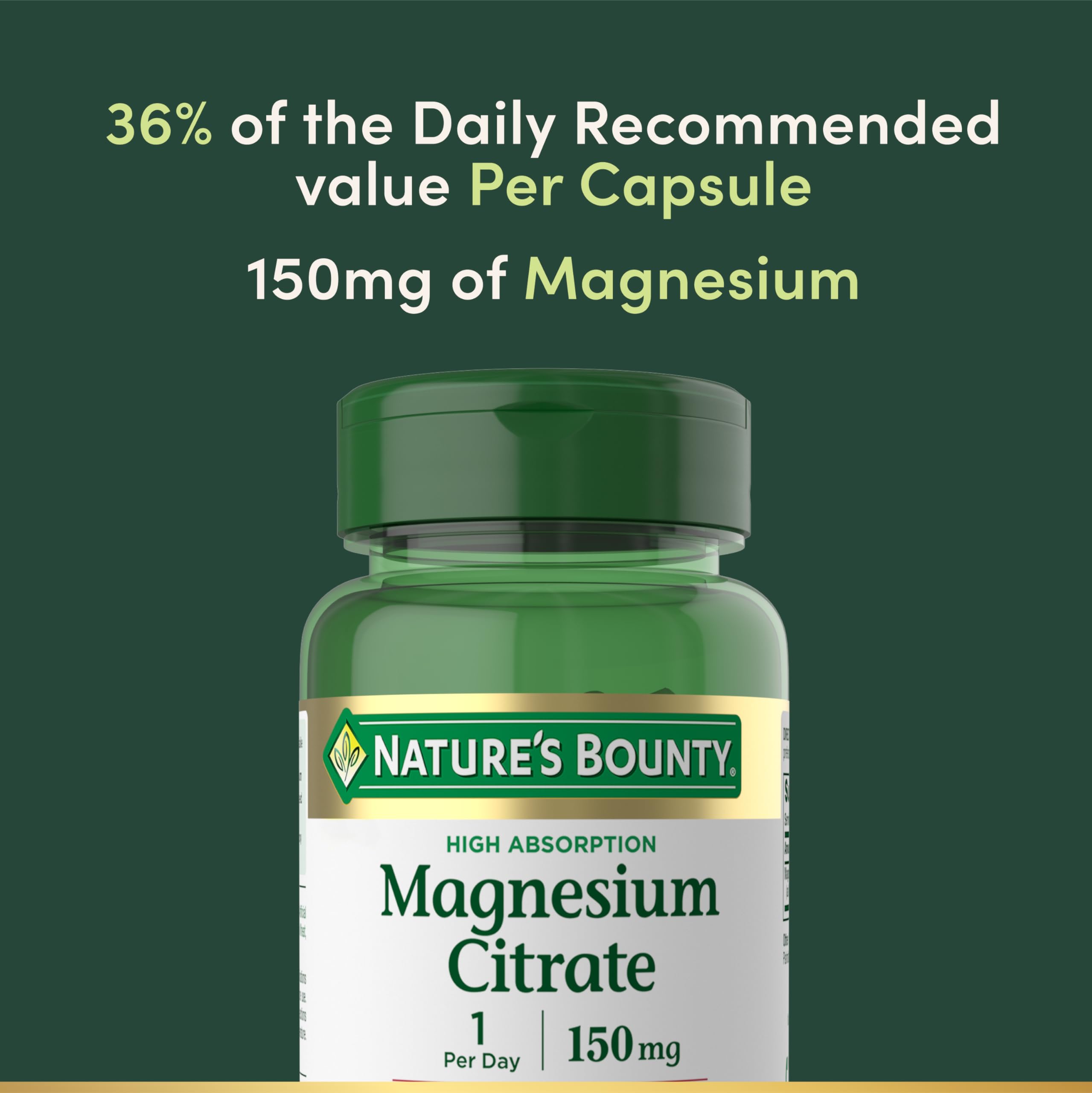 Nature’s Bounty Magnesium Citrate, Vegetarian, Gluten Free, 90 Capsules — Amazon image 3