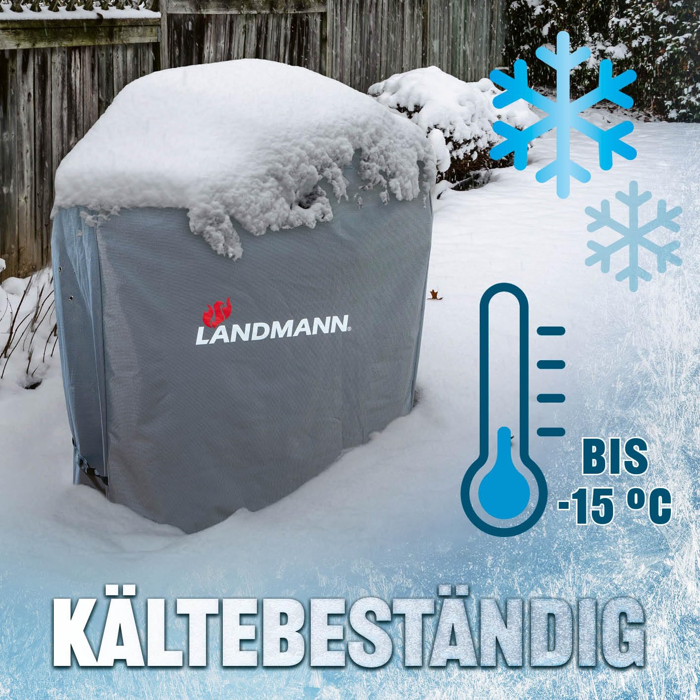 Landmann Premium Wetterschutzhaube | Aus robustem Polyestergewebe & Wasserdicht | UV-beständig, Atmungsaktiv & Kältebeständig | Geeignet für den Grillchef Gasbräter Profi 4 BR [60 x 96 x 120 cm]
