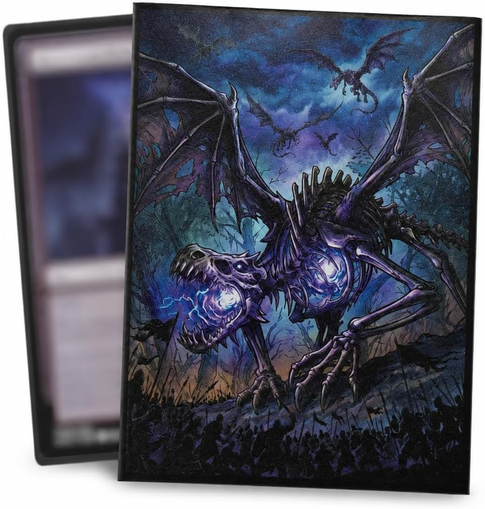 MTG Card Sleeves, 100CT, Clear Front with Matte Texture Back, 66x92mm, Durable Trading Card Protection (Gothic Grim Reaper with Scythe)