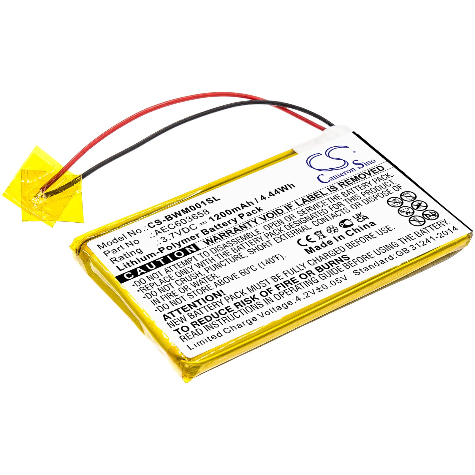 Battery Replacement for BW MC-XW00-Y-CN-00 Gasalert Microclip Gas Detecto MC-XW00 MC-XW00-Y GasAlert Micro Clip XL MCXL-MPCB1 AEC603658