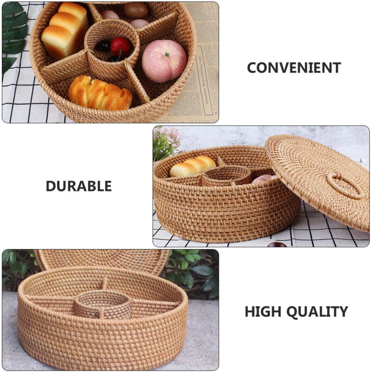 EXCEART Cestino Portaoggetti in Legno Marrone Vintage con Coperchio, Lavorazione Fine e Ecocompatibile, per Conservare Snack e Dolci in Casa