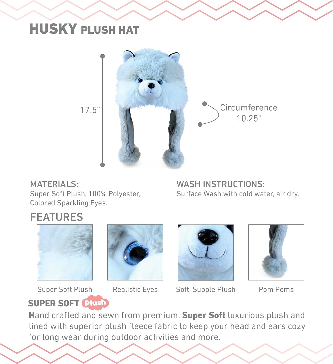 DolliBu Plush Hat – Super Soft Fleece Stuffed Animal Beanie with Ear Flaps, Cozy Warm Winter Hat for Kids – One Size image 2