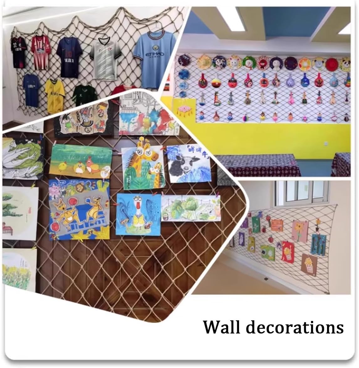 Indoor and Outdoor Decorative Rope Netting，for Photo Wall, Tools, Painting， Natural Jute Rope Net for Bars, Parties, Bookstore Decoration and Garden Plant Climbing(2Mx2M)