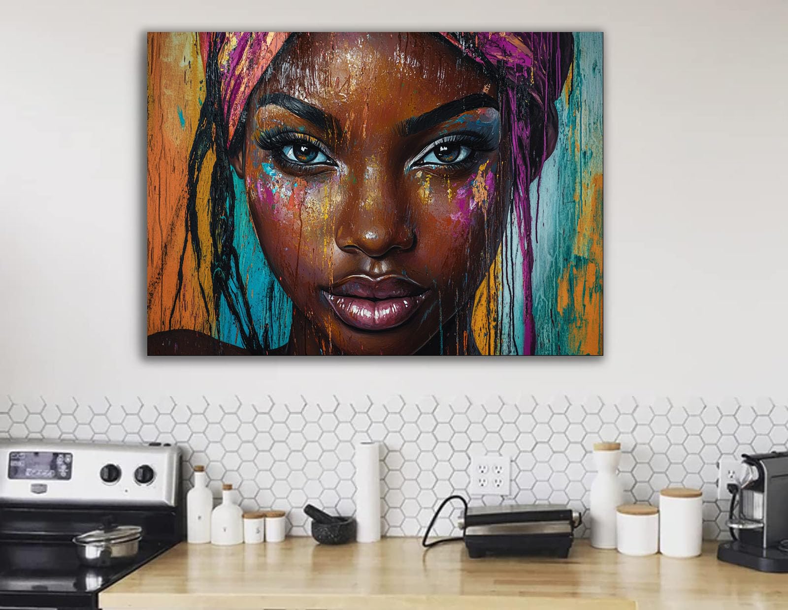 DMZPKZB Póster de pintura de mujer Mujer negra arte de pared,impresiones,imagen,figuras,paisaje,arte abstracto,chica sexy,para dormitorio,sala de estar y baño（Amarillo-50x70cm Enmarcado