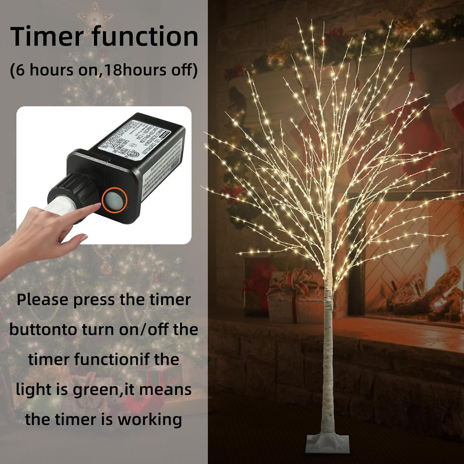 6FT Lighted Birch Tree 840 LEDs Warm White Lights with Twinkle Lights, LED Artificial Tree Lights, Light Up Tree for Indoor Outdoor Home Room Christmas Wedding Birthday Holiday Decoration - Image 4