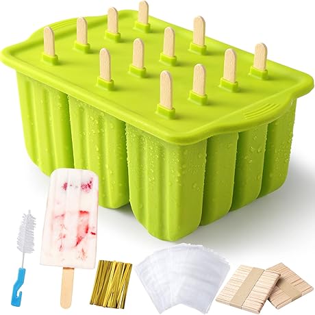 Homemade Paletas de Helado Molds Set with 100PCS Popsicle Sticks