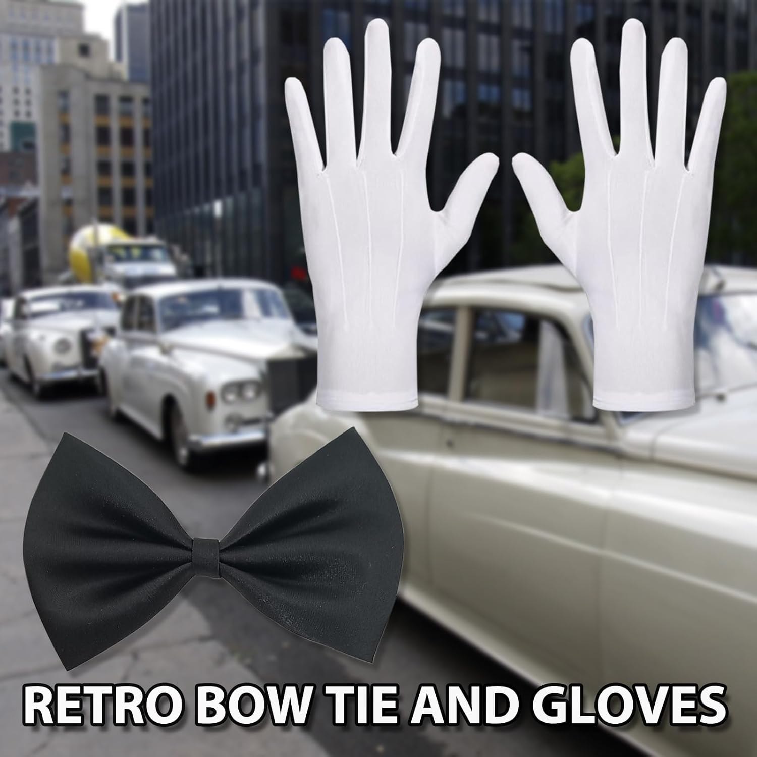 Chauffeur Costume Limo Taxi Driver Halloween Cosplay Accessories Chauffeur Hat Sunglasses Gloves Bowtie Set - Image 5