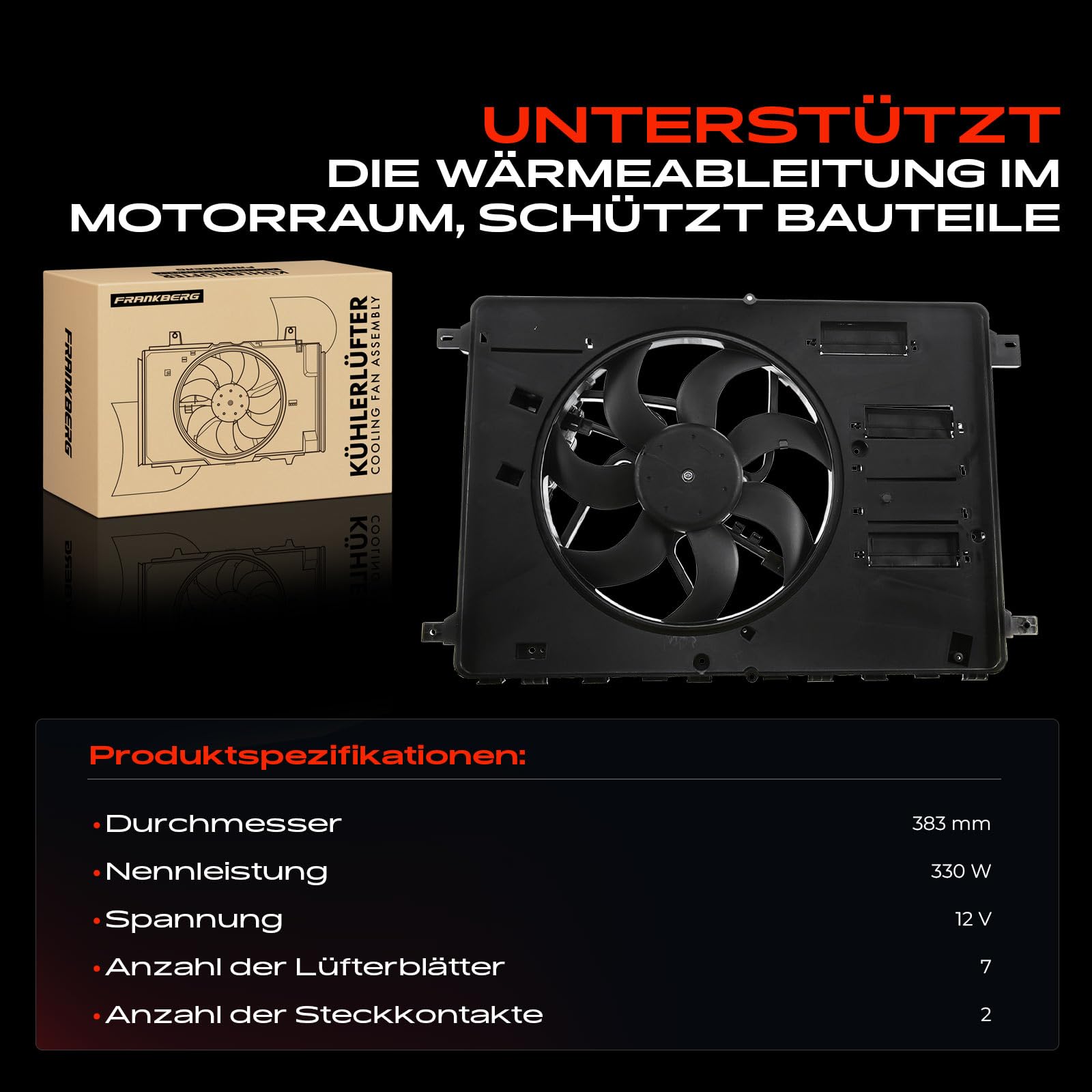Kühlerlüfter Lüftermotor Motorkühlung für Galaxy WA6 Kuga I Mondeo IV BA7 S-Max WA6 2006-2015 6G918C607GH