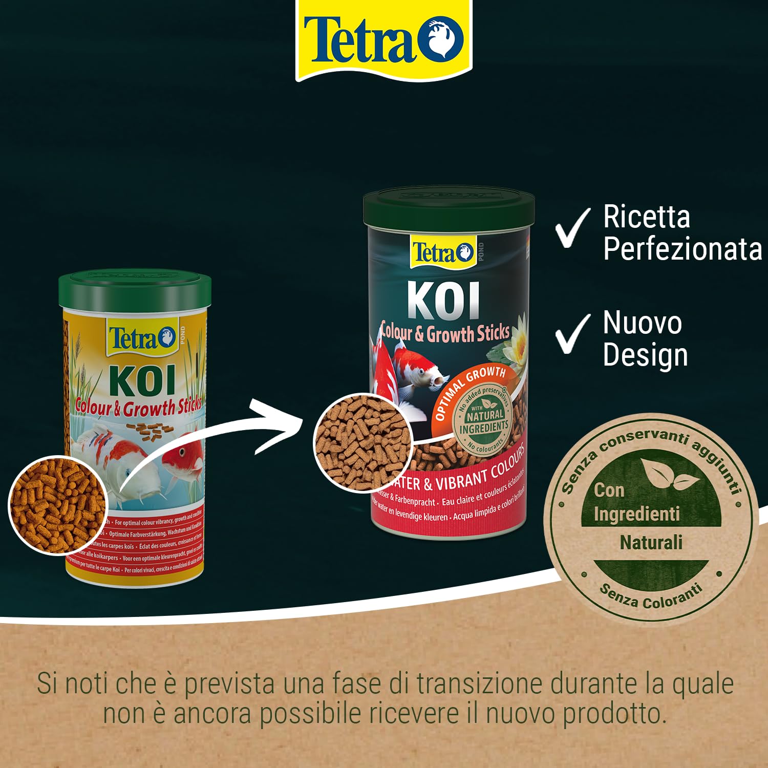 Fodera koi Stick per Colori Naturali e Crescita Sana di Pesci koi, Sacchetto da 4 L
