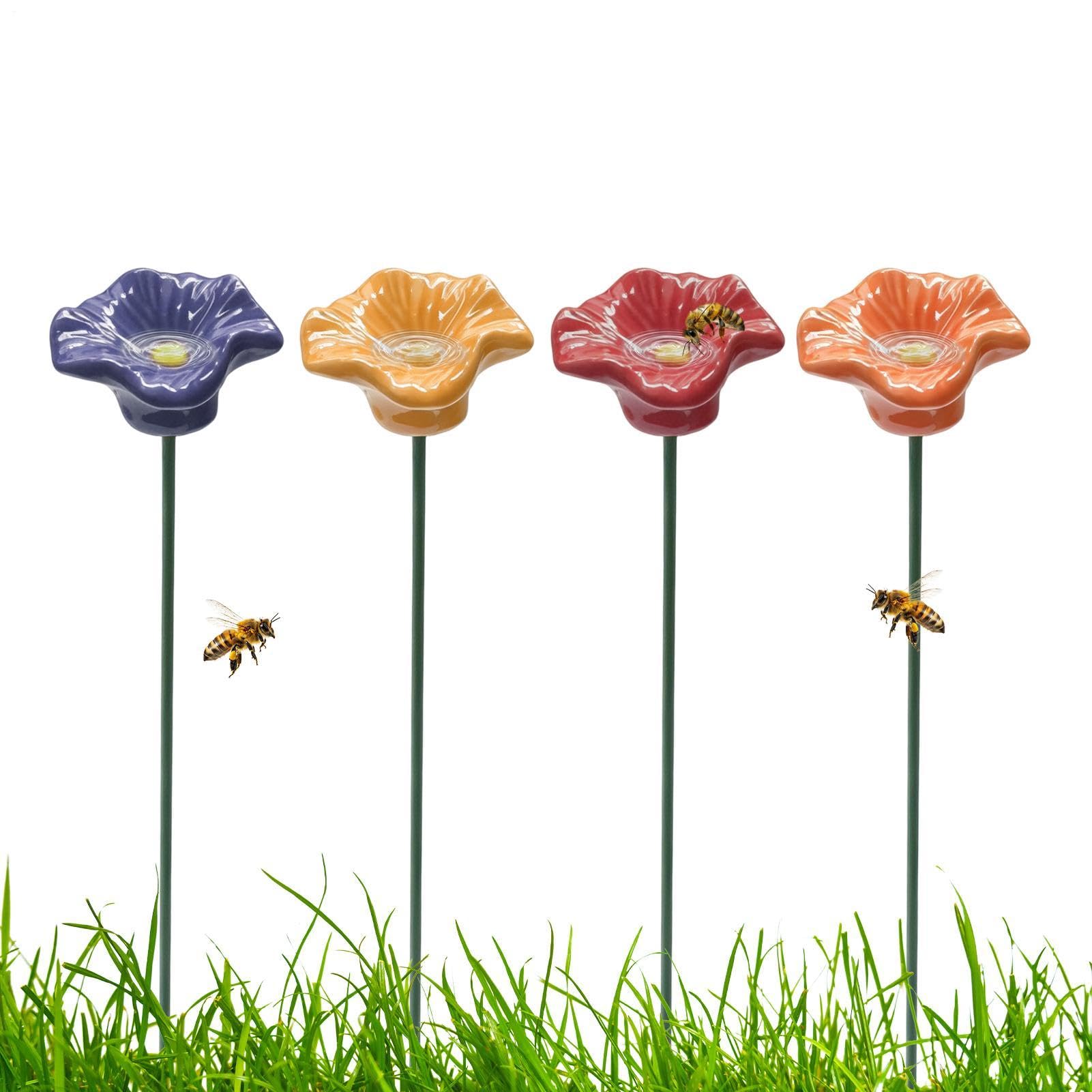 Bebedero para Mariposas Evita que se Ahoguen Estación de Agua para Abejas con Soporte Seguro 4Pzs