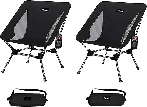 DRAXDOG Silla de camping, silla compacta de 2 vías, silla plegable portátil, silla de playa con bolsillo lateral, silla de senderismo ligera con