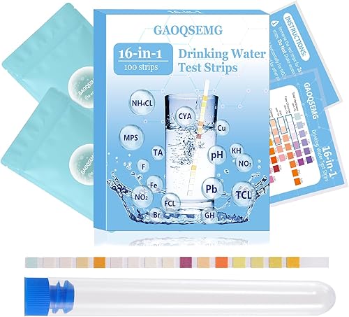 Miniatura 1 de Kit de prueba de agua 16 en 1, kits de prueba de agua para agua potable, prueba de tiras de prueba de calidad de agua para el hogar de grifo y pozo