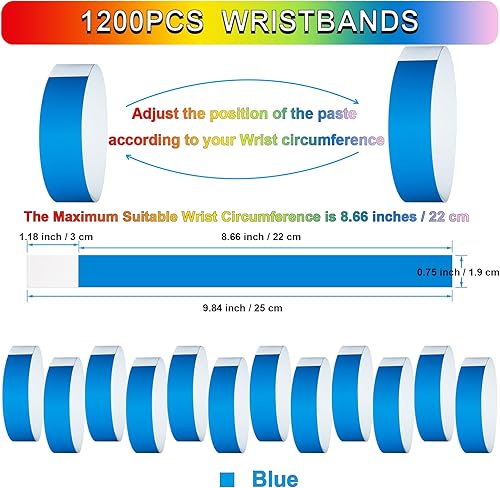 Miniatura 2 de 1200 pulseras de papel para eventos, color neón, pulseras de identificación de conciertos, pulseras de papel, pulseras de mano para eventos y