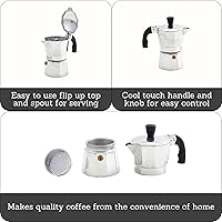 Vista 2 de IMUSA USA B120-41V - Cafetera de aluminio para estufa de café expreso, 1 taza, color plateado