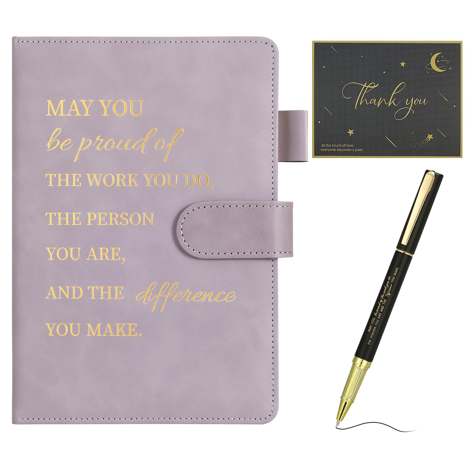 Thank You Gifts Employee Appreciation Gift Inspirational A5 Notebook Pen and Greeting Card Gift Set Friendship Leaving Gifts for Colleagues Women Men Coworker Nurse Teacher Employee (Purple) — image 1