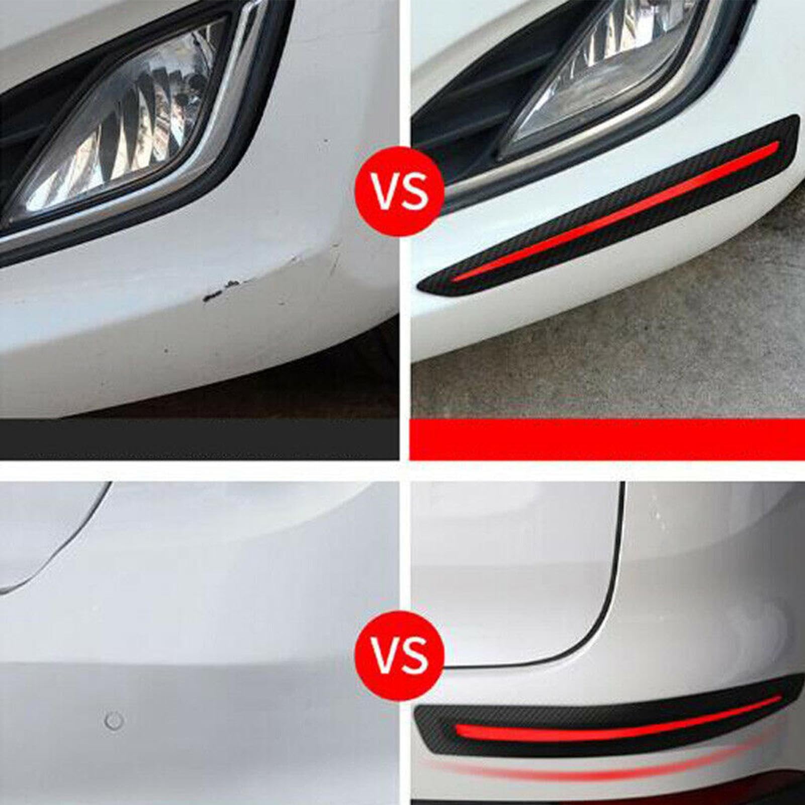 4 Strisce Protettive Paraurti Auto Anti Graffio - Adesivi Decorativi In PVC Bianco Per Paraurti Anteriore E Posteriore, Universali Per Auto, SUV E Camion - 3