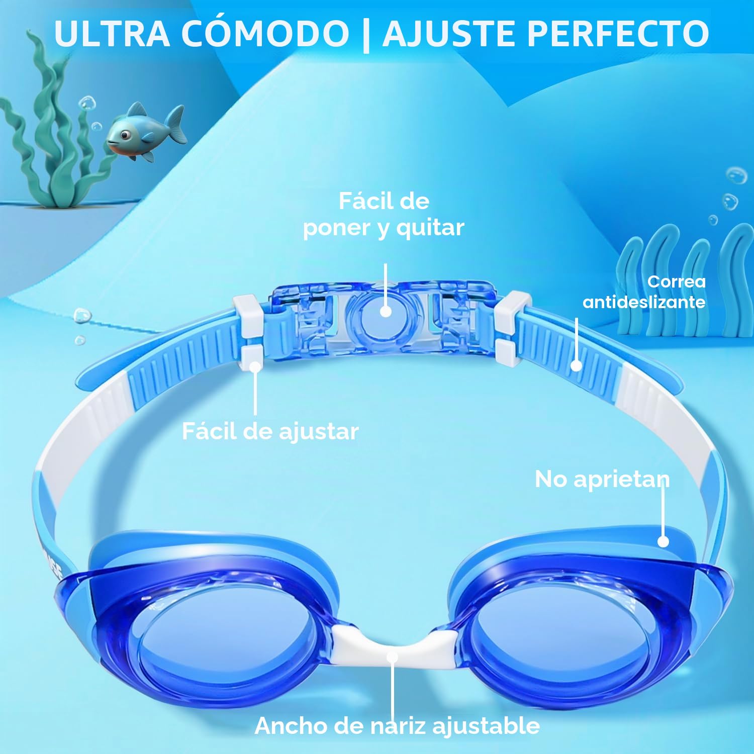 MOMUSE Gafas de natación para niños paquete 2 unidades antivaho a prueba de fugas