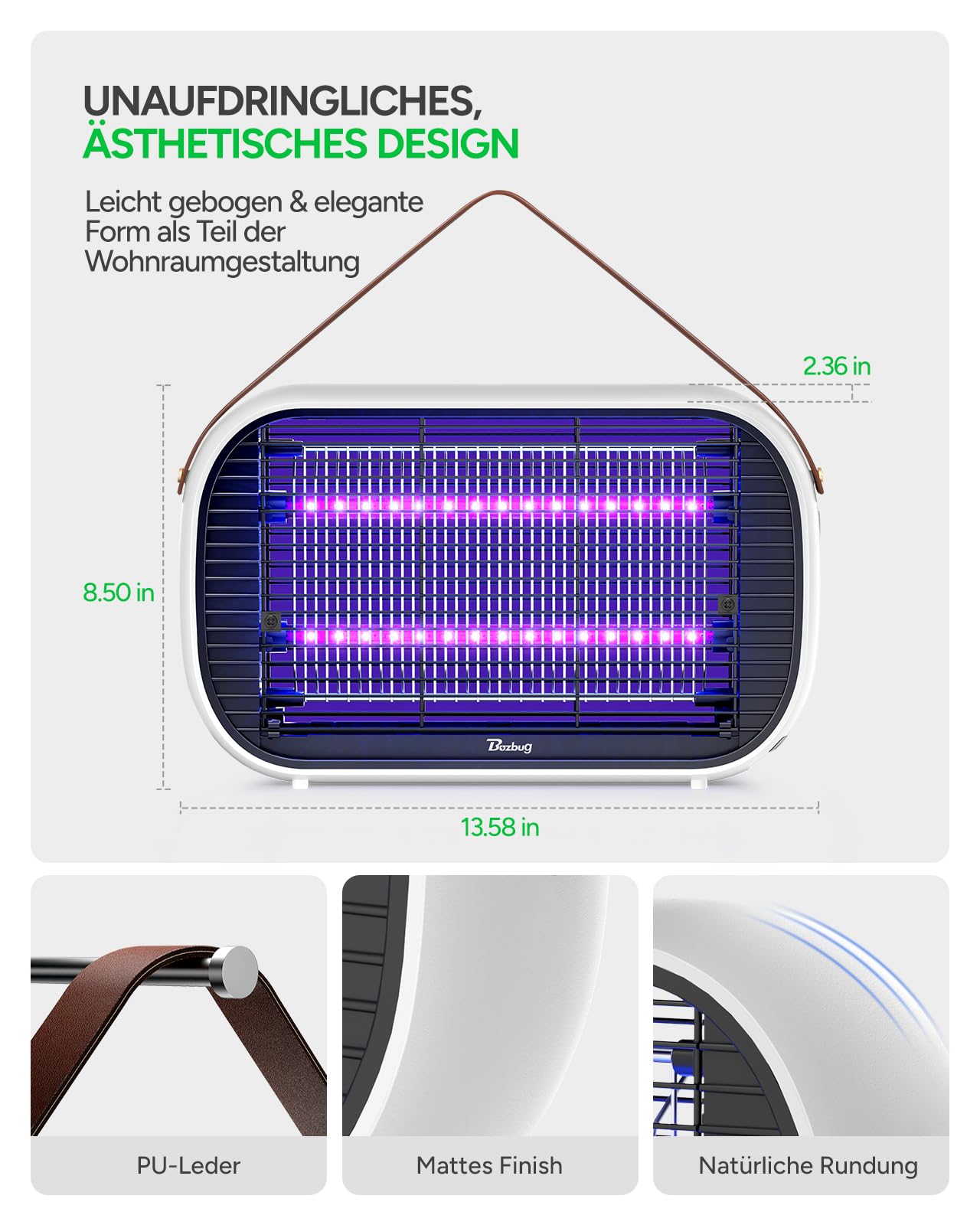 Buzbug Mata Insectos LED, Lámpara con 10 Años de Vida Útil, Trampa de Mosquitos y Moscas de, Sostenible con Bajo Consumo Energético, Control de Insectos, Atrapa Insectos（rosa roja）