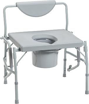 Drive Medical Deluxe Bariatric Drop-Arm Commode 1,000 Pound Weight Capacity, Grey