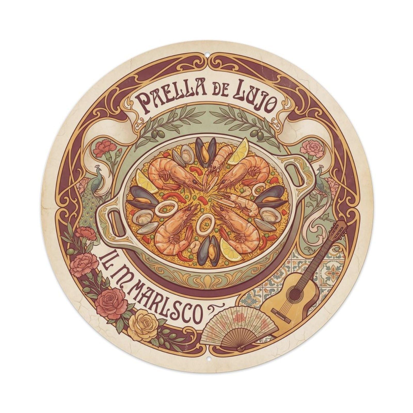 Spain Paella Cuisine Vintage Food Market Metal Tin Sign
