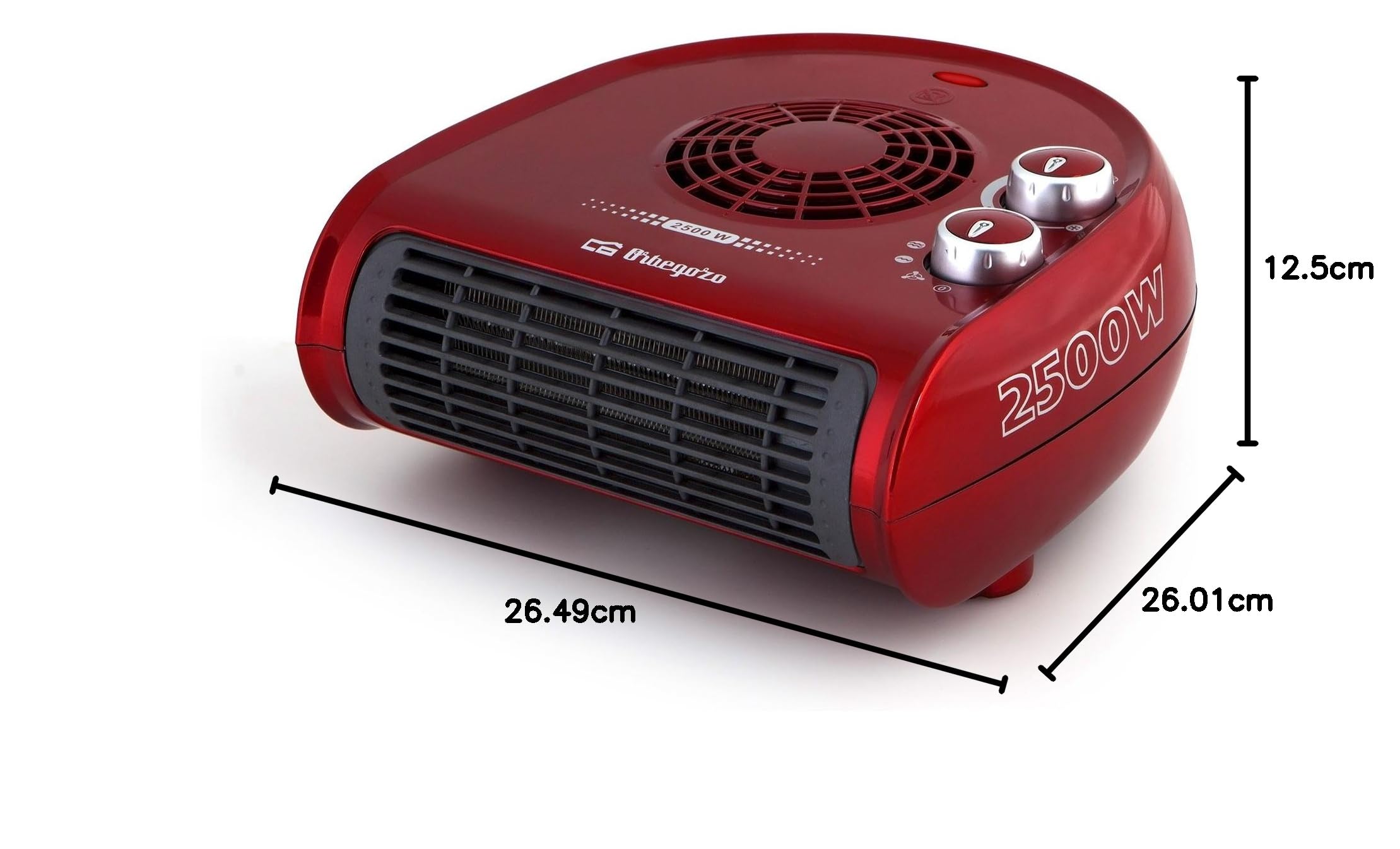 Orbegozo FH 5024 – Riscaldamento a 2500 W, funzione Ventola, Termostato rosso