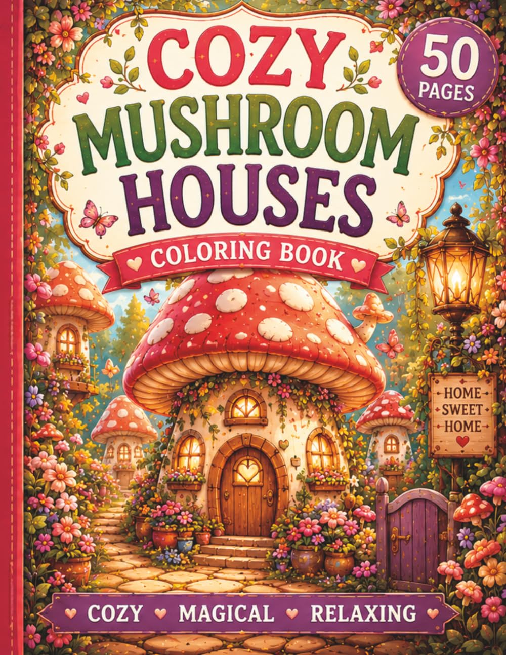 Cozy Mushroom Houses Interior Coloring Book for Adults and Teens: 50 Relaxing Cottagecore Pages with Magical Mushroom Homes, Cozy Fantasy Rooms and ... Interiors (Cozy Mushroom Cottage Collection)