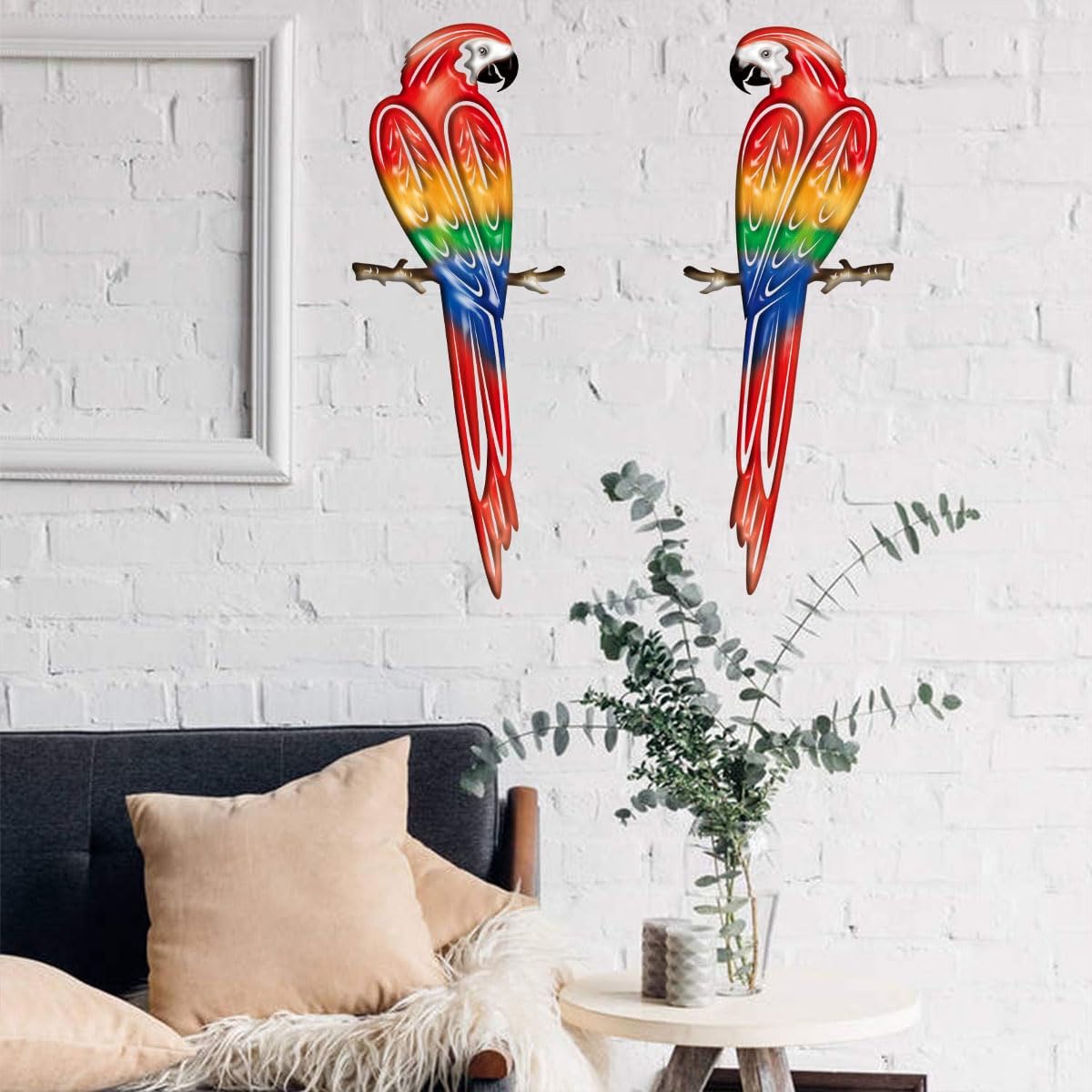 Metal Outdoor Wall Art Decor,3D Colorful Garden Birds Sculpture Outdoor Iron Hanging Parrot Decor, Metal Hand-Made Bird Wall Art Decorations for Fence Patio Balcony Living Room - Image 9