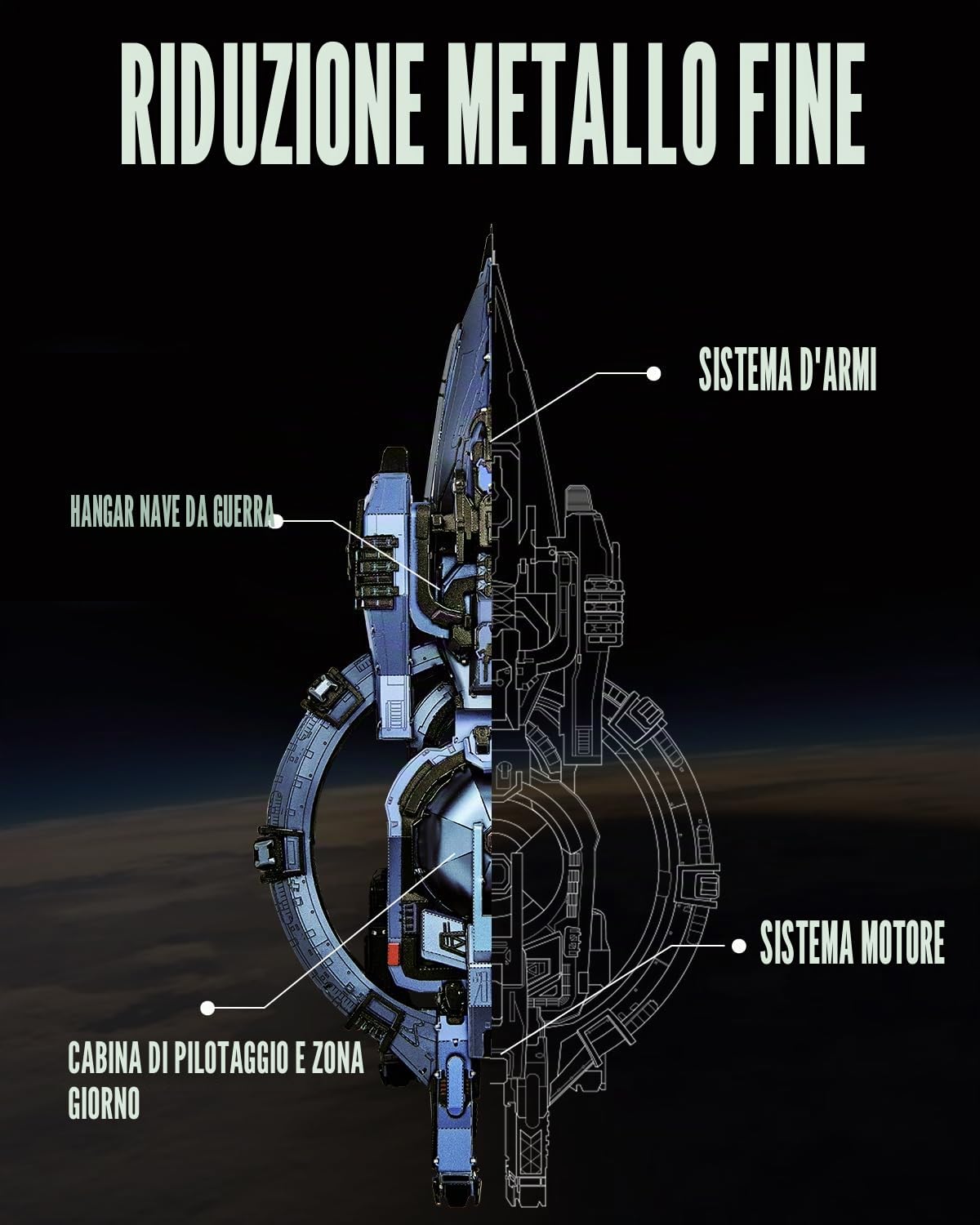 Piececool 3d Metal Puzzle Veicolo Spaziale Selezione Naturale, Problema dei Tre Corpi Corazzata Astronave 3D Puzzle Metallo per Acciaio Inossidabile, Regalo, modellismo da costruire adulti, 378 Pezzi