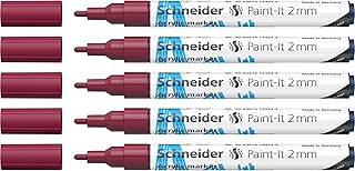 Schneider Paint-It 120161 - Rotuladores acrílicos (punta redonda de 2 mm, 5 unidades), color rojo burdeos