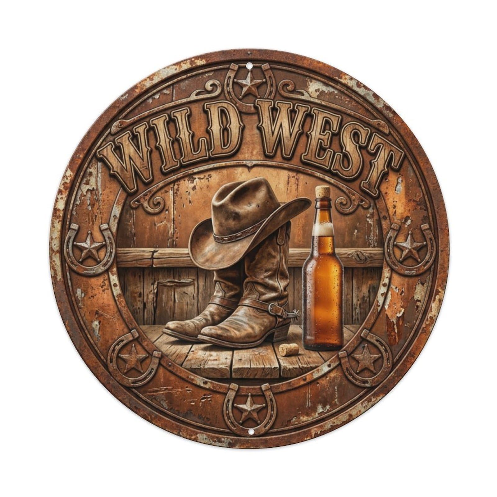 Vintage Beer Western Cowboy Wild West Retro Bar for Pub Metal Tin Sign