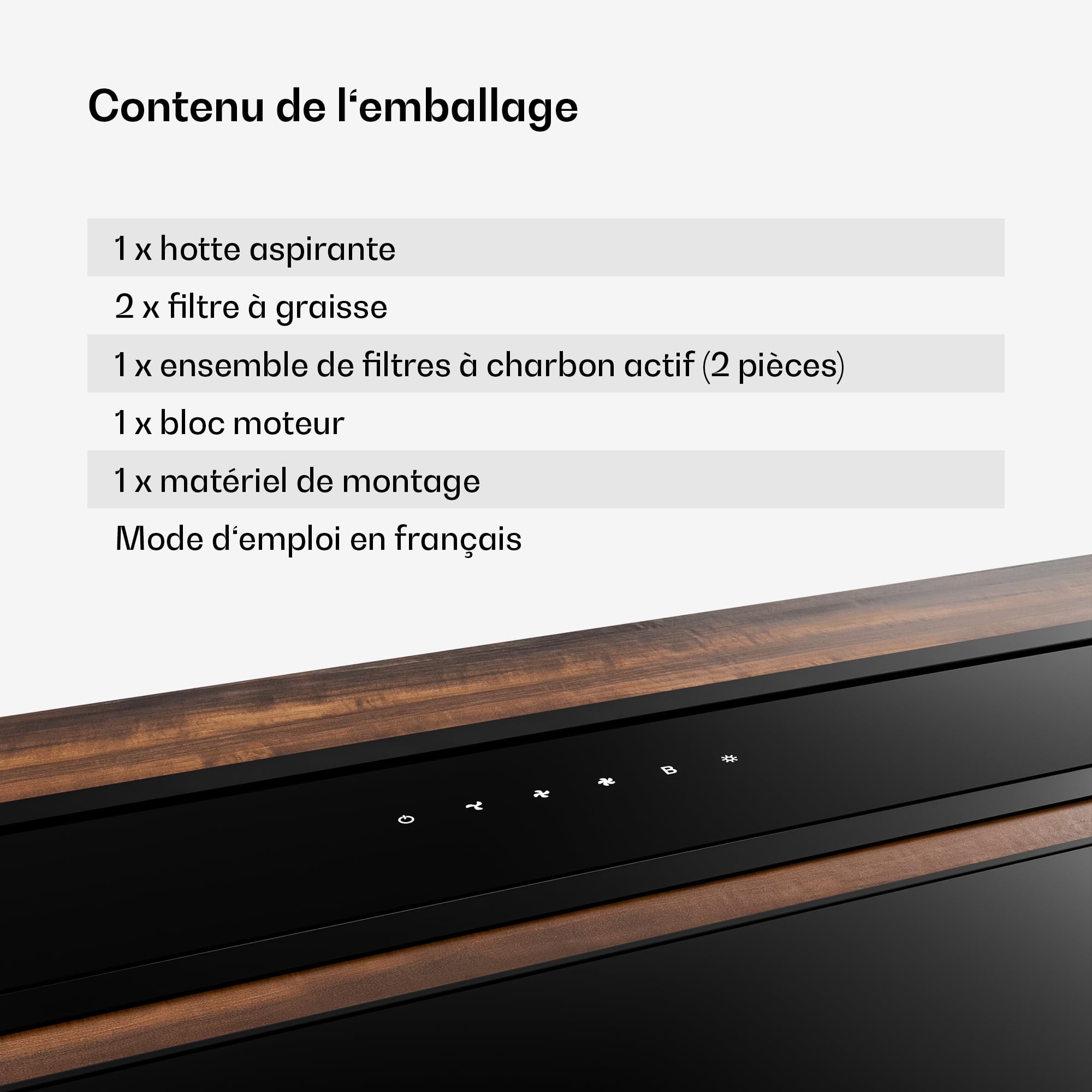 Klarstein Velaire Hotte Aspirante 90 cm - A++ Éco, 906 m³/h, Silencieuse, Commande Tactile, Filtre Charbon & Aluminium, LED, Hotte Cuisine Encastrable Plan de Travail