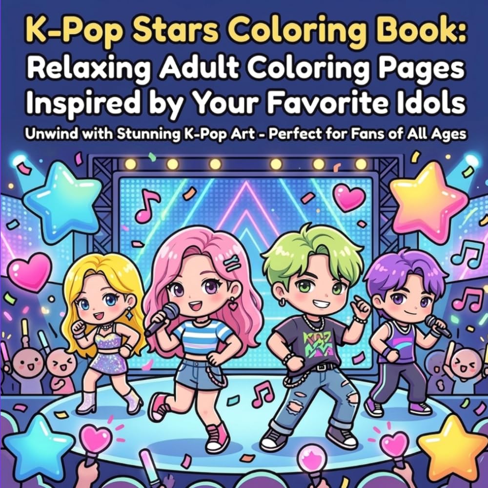 K-Pop Stars Coloring Book: Relaxing Adult Coloring Pages Inspired by Your Favorite Idols: Unwind with Stunning K-Pop Art - Perfect for Fans of All Ages