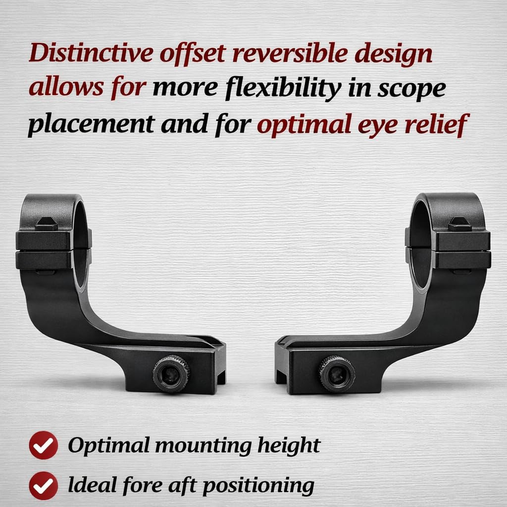Snapklik.com : Offset Reversible 1 Inch Diameter Rifle Scope Rings 1 ...