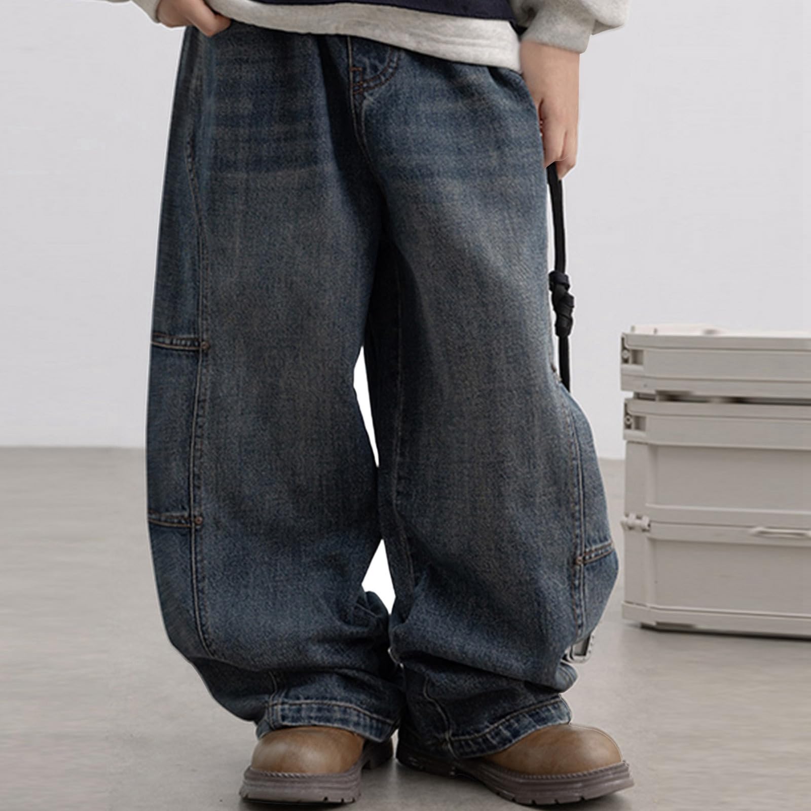 Vaqueros Deportivos Niño, Pantalones Vaqueros Térmicos de Invierno para Niños con Forro Polar Cálido Elástico y Cómodo Ropa Informal Duradera