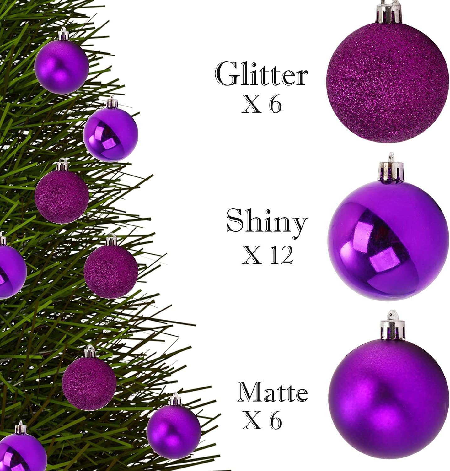 Bolas Arbol de Navidad 24 Uds Bolas De Navidad Adornos para Decoraciones para Árboles Bola Colgante para Fiesta Boda Navideña Decoración de Temporada(Rose Red)