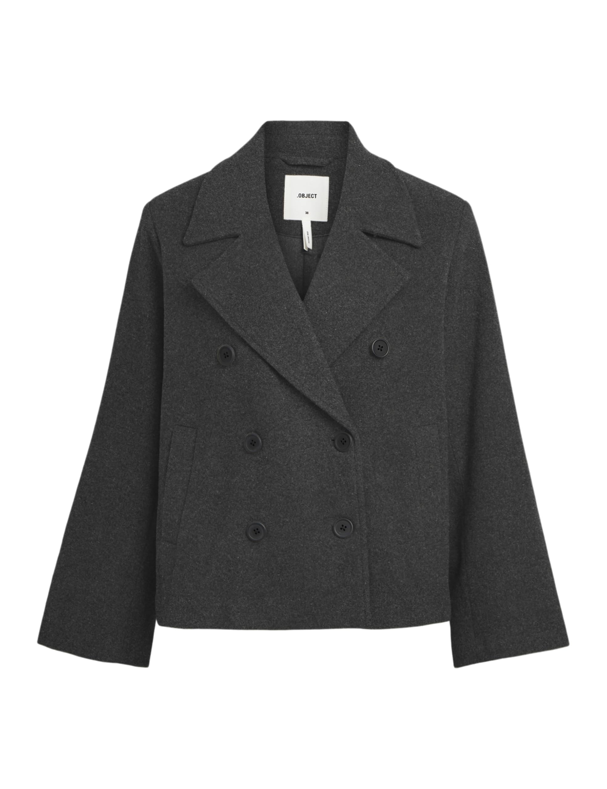 Object Objkeily Noos Women's Short Jacket, Dark Grey Blend, Numeric_36