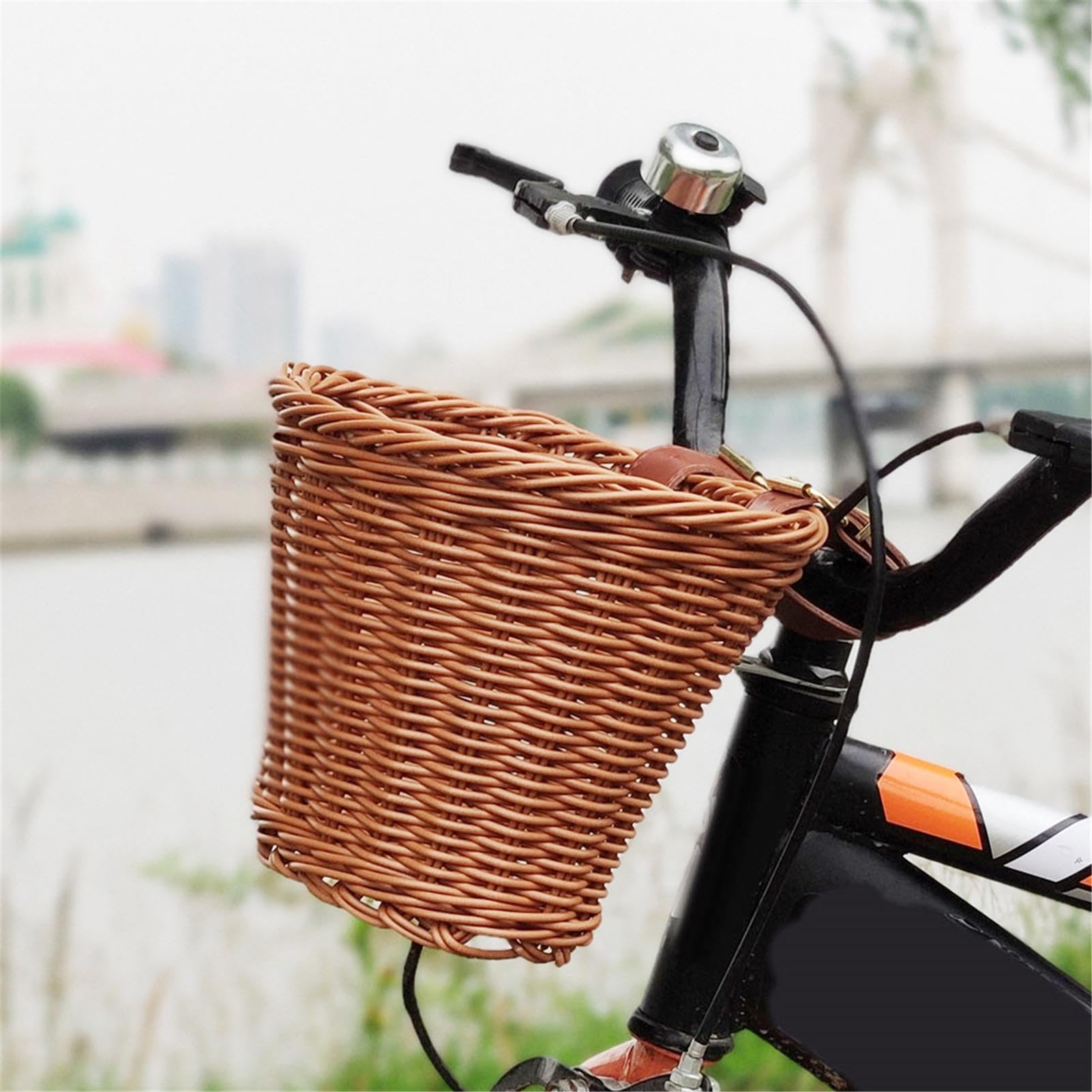 Panier Vélo Osier Naturel – Tressé Main, 35x26x22 Cm, Pour Guidon Avant Femme