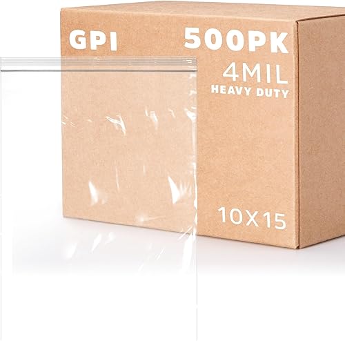 Miniatura 35 de GPI - 100 bolsas con cremallera de 5 x 10 pulgadas, resistentes de 4 mil de grosor, bolsas de polietileno transparentes con cierre resellable