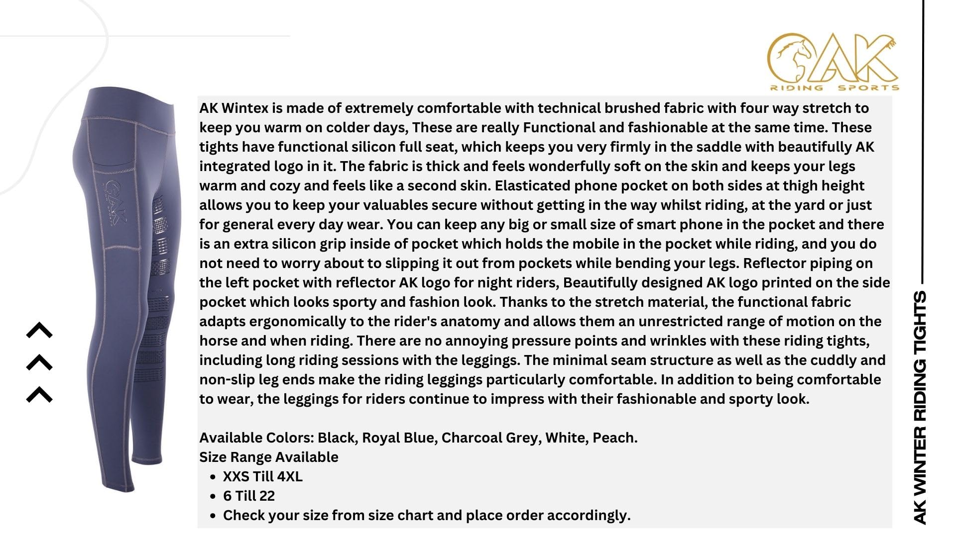 AK Wintex AKRS-6054 Winter-Reitstrumpfhose/Leggings/Reithose mit Silikongriff