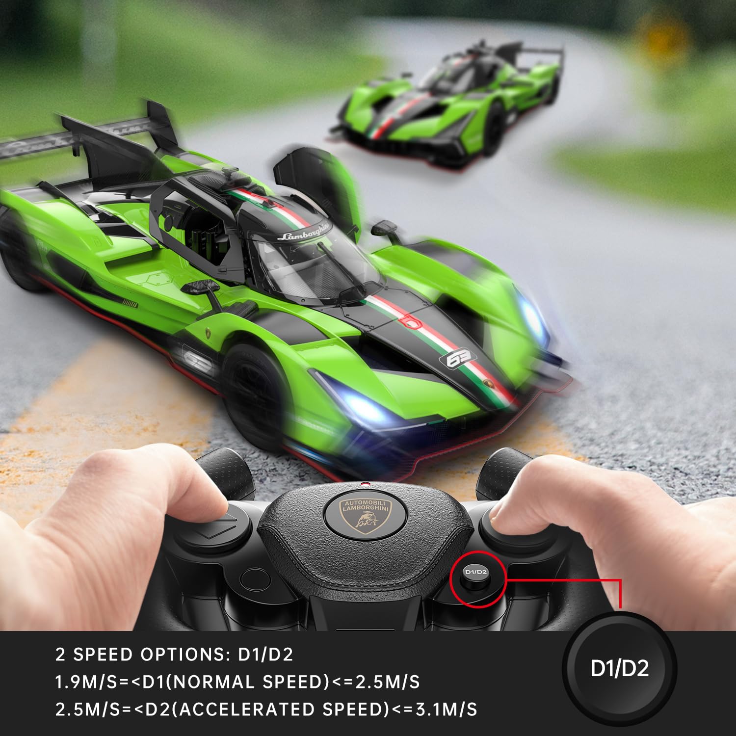 R/C Pilot zdalnego sterowania Lamborghini SC63 LMDH Skala 1/14 Zielony