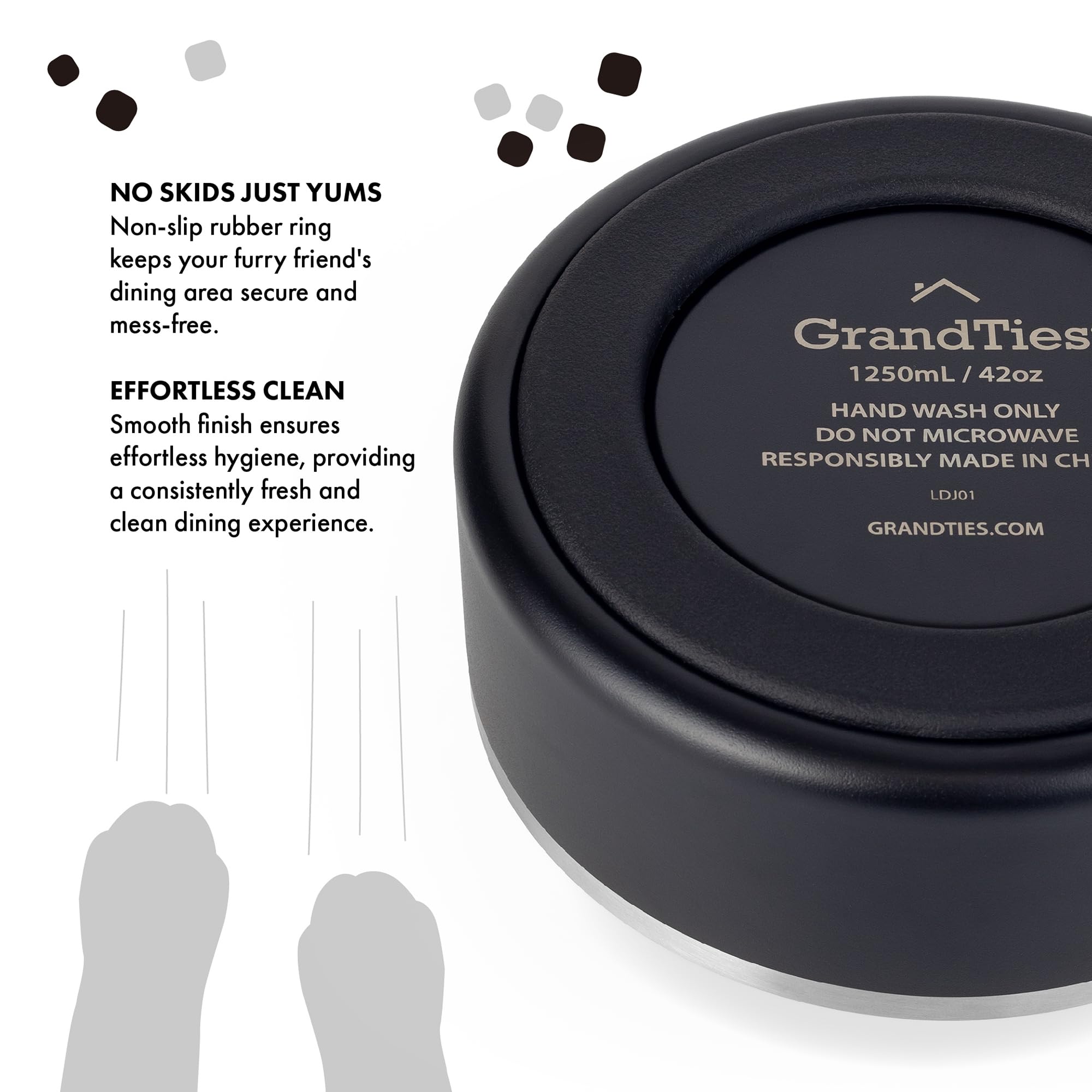 GrandTies Stainless Steel Dog Bowl, Midnight Black, 64 Ounce - Image 4