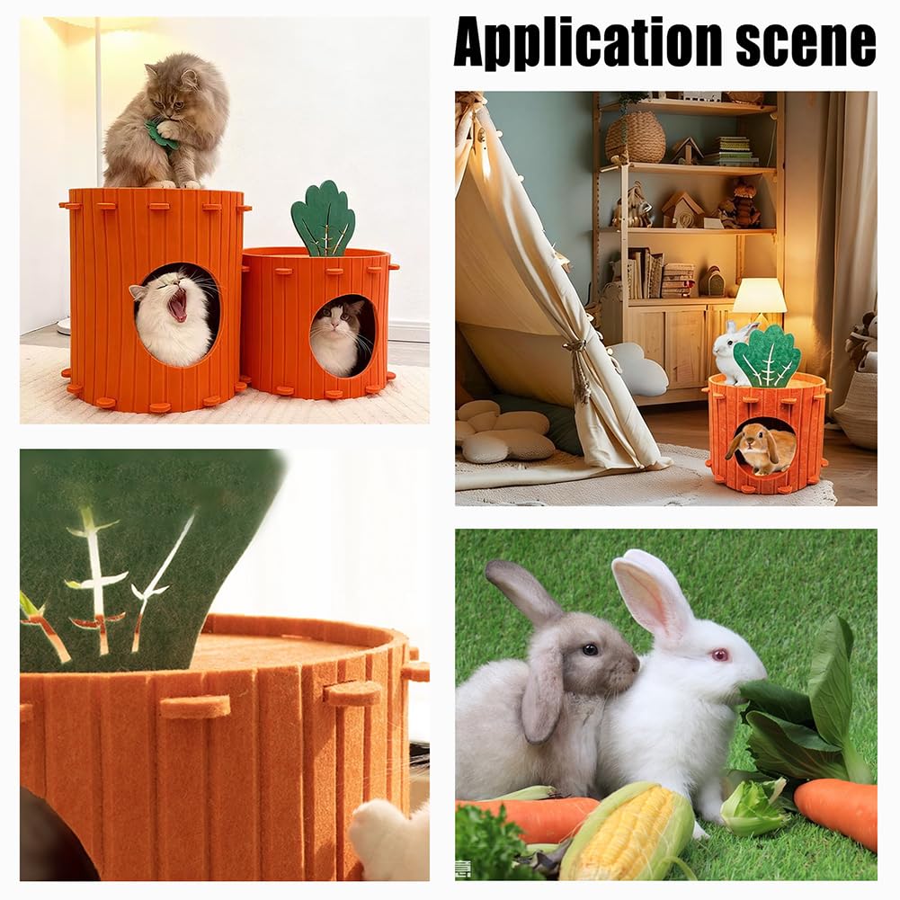 nbeads Rattenbett Hütte, Filzkaninchenversteck Filz Hasenbett Im Baumstumpf Design Meerschweinchenversteck Und Bett Kleintierversteck Kaninchenhütte Für Frettchen Chinchillas Und Igel, 13x13x10cm