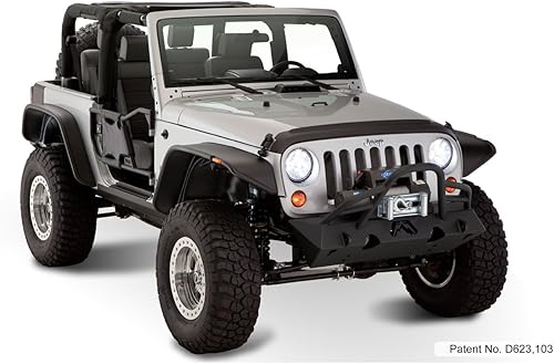 Bushwacker Guardabarros delantero y trasero estilo plano para Jeep  Juego de 4 piezas, negro, acabado texturizado  10919-07  Compatible con Jeep