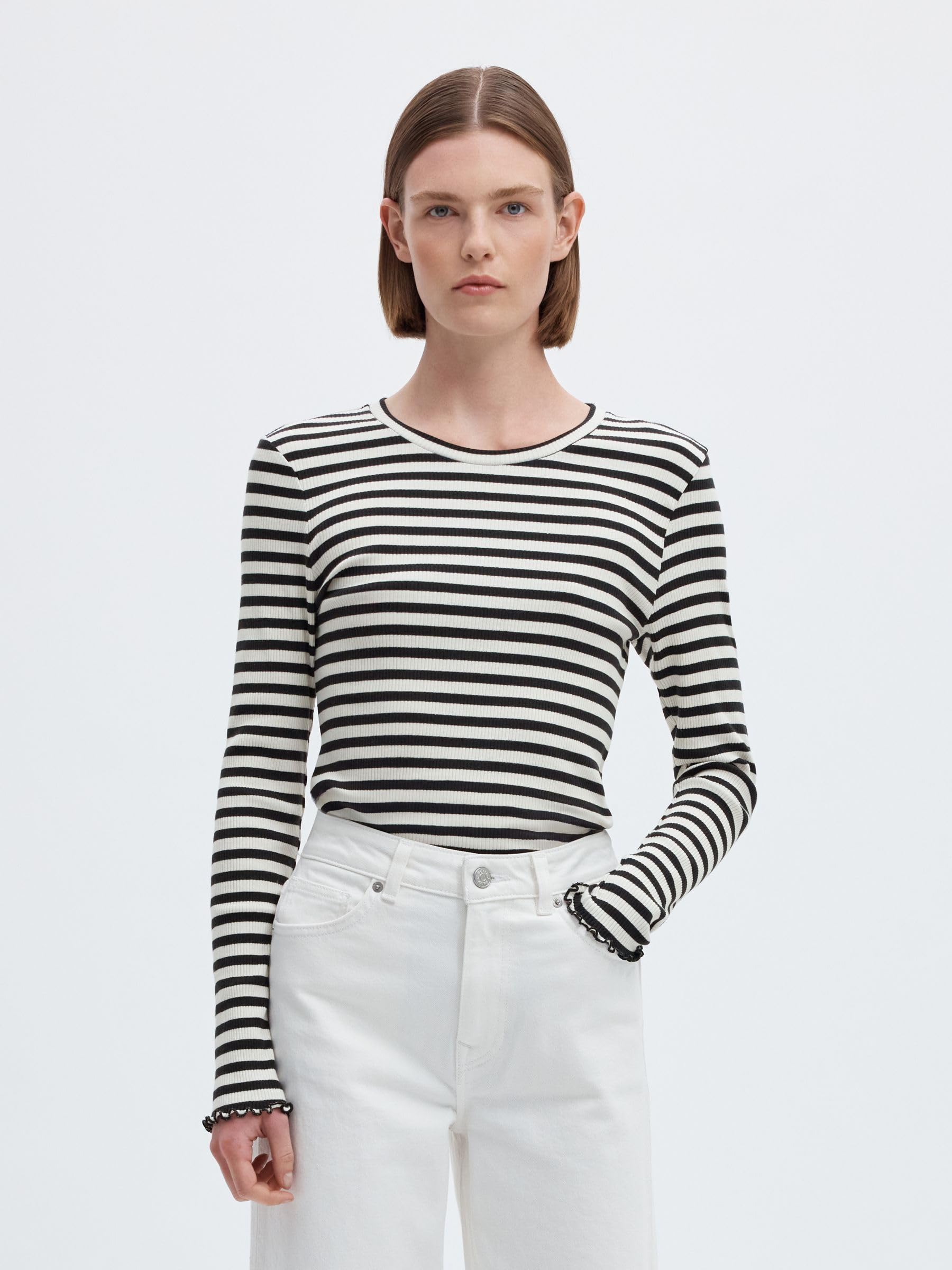 SELECTED FEMME Slfanna LS Crew Neck Tee STR S Noos T-Shirt Donna