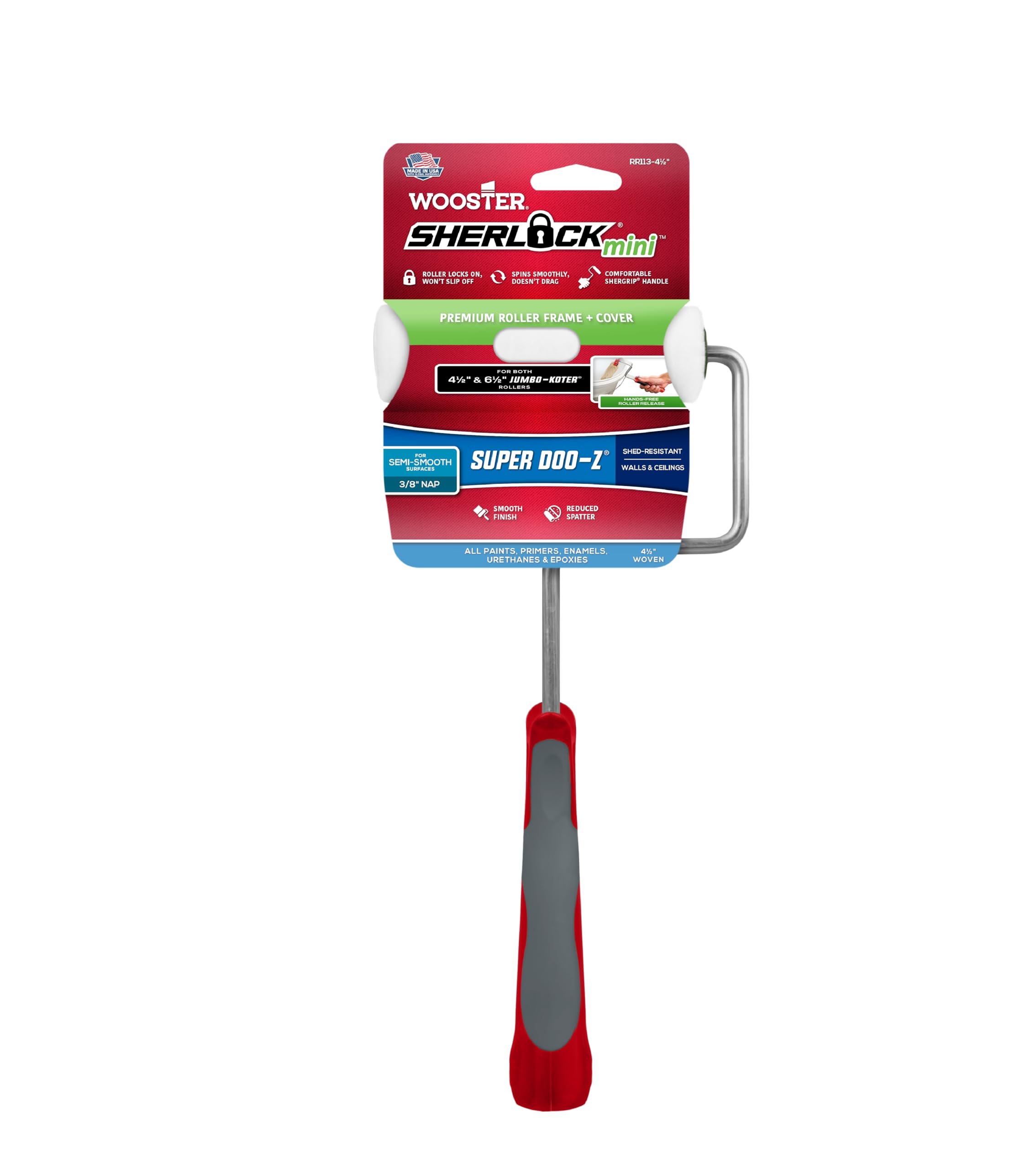 Wooster RR113-4 1/2 Jumbo-Koter Super/Doo-Z Frame and Cover, No Color, 4.5 Inch