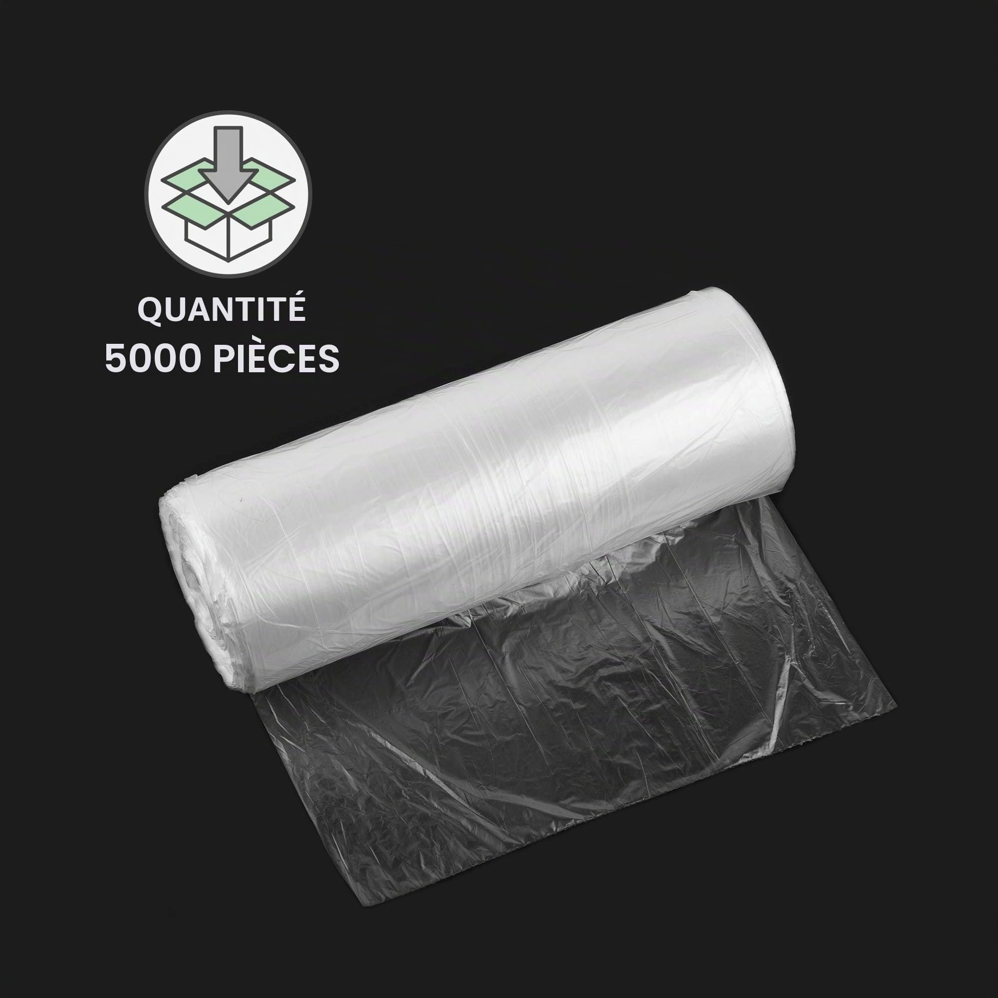 (Paquet de 5000) HDPE 25 x 40 cm Comptoir sacs en polyéthylène en rouleau, emballage en plastique sûr pour aliments Sacs emballés pour congélateur au contact alimentaire