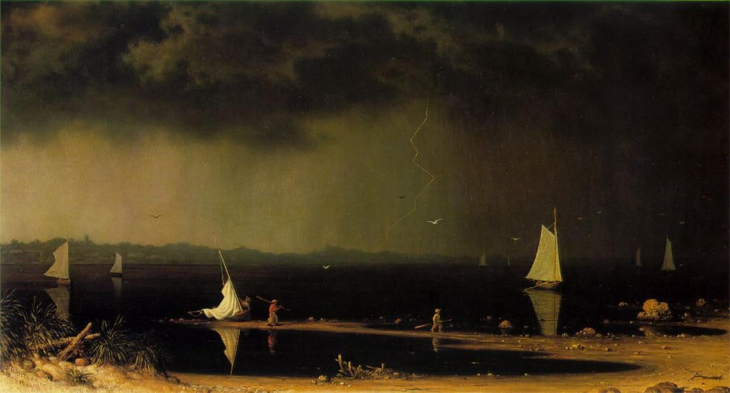 ARTXLXXBN Famous Art Print Poster Vintage Wall Art Thunder Storm on Narragansett Bay by Johnson Heade Canvas Art Poster for Home Decor 60x90cm